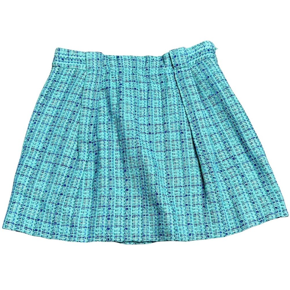 J. Crew | NWT Womens Size 2 Blue Shirred Mini Tidepool Tweed Boucle Skirt
